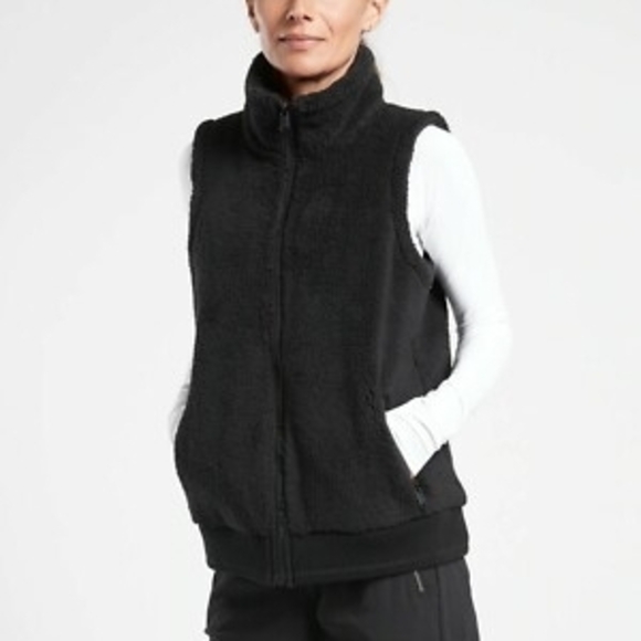 Athleta Jackets & Blazers - Athleta Tugga Black Sherpa Zip Vest NWT
